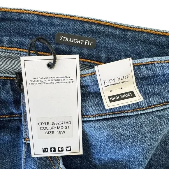 Judy Blue Jeans Size 18 W High Waist Straight 82571 Better Than Revenge - Picture 8 of 13